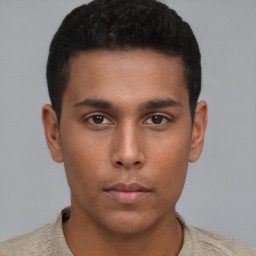 Neutral asian young-adult male with short  brown hair and brown eyes