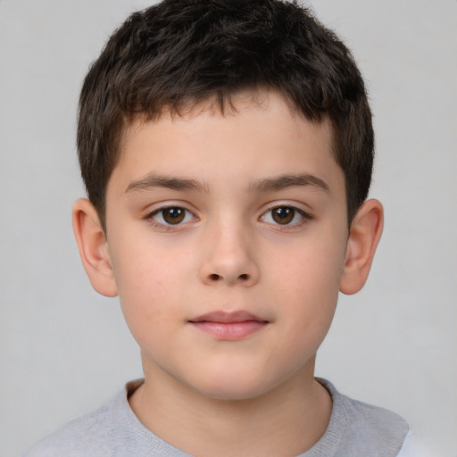 Neutral white child male with short  brown hair and brown eyes