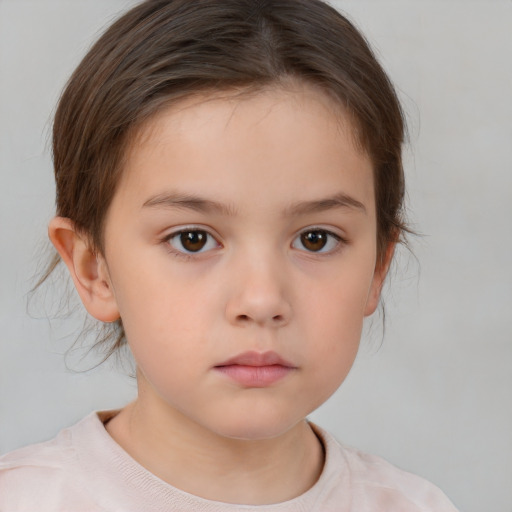 Neutral white child female with medium  brown hair and brown eyes