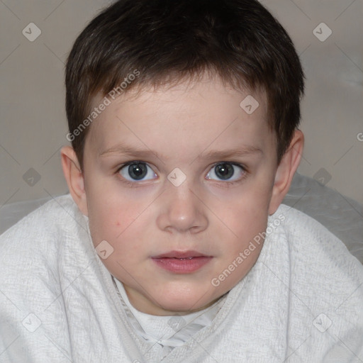 Neutral white child male with short  brown hair and brown eyes