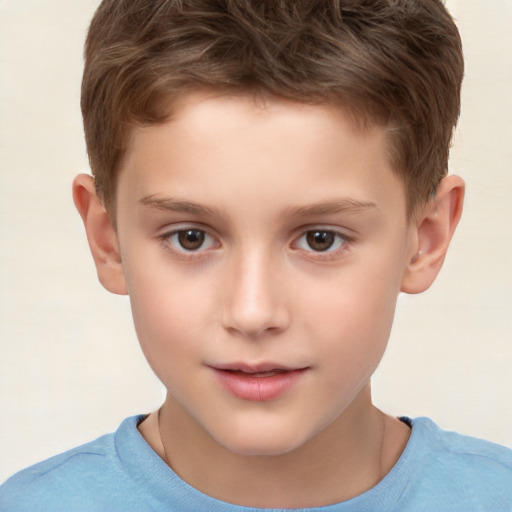 Neutral white child male with short  brown hair and brown eyes