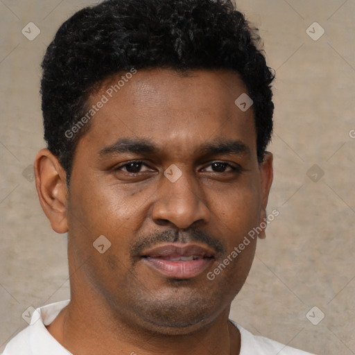 Neutral black young-adult male with short  brown hair and brown eyes
