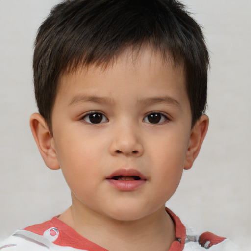 Neutral white child male with short  brown hair and brown eyes