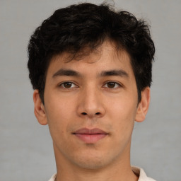 Neutral asian young-adult male with short  brown hair and brown eyes