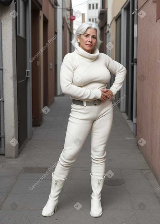 Chilean middle-aged female with  white hair