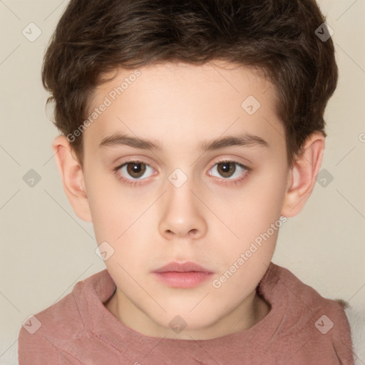 Neutral white child male with short  brown hair and brown eyes