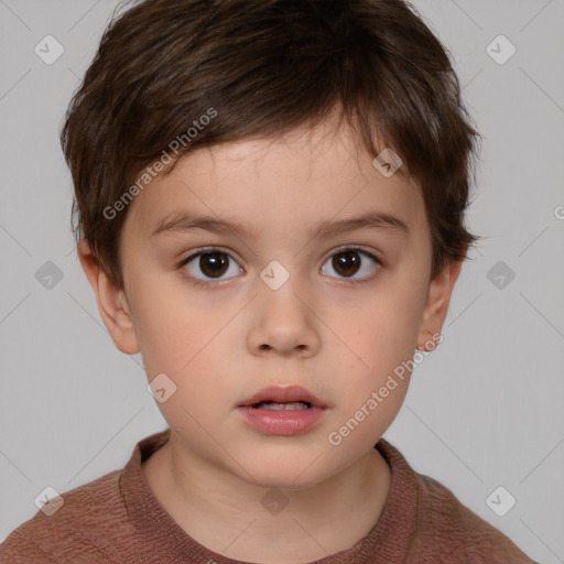 Neutral white child male with short  brown hair and brown eyes