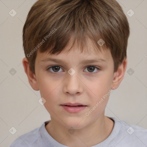 Neutral white child male with short  brown hair and brown eyes