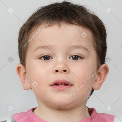 Neutral white child male with short  brown hair and brown eyes