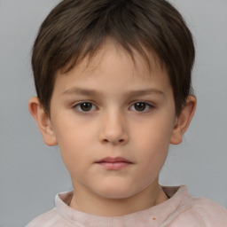 Neutral white child female with short  brown hair and brown eyes