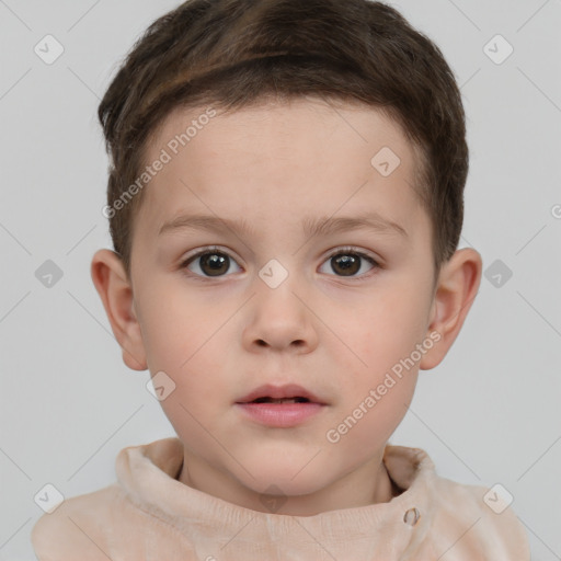 Neutral white child male with short  brown hair and brown eyes