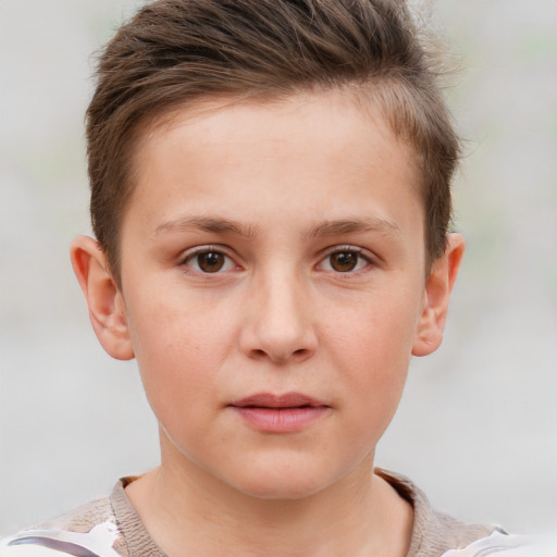 Neutral white child male with short  brown hair and brown eyes