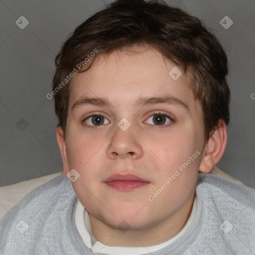 Neutral white child male with short  brown hair and brown eyes