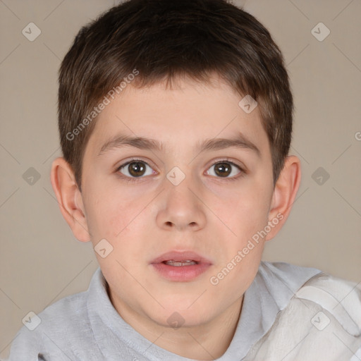 Neutral white child male with short  brown hair and brown eyes