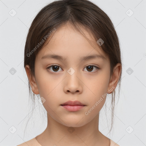 Neutral white child female with medium  brown hair and brown eyes