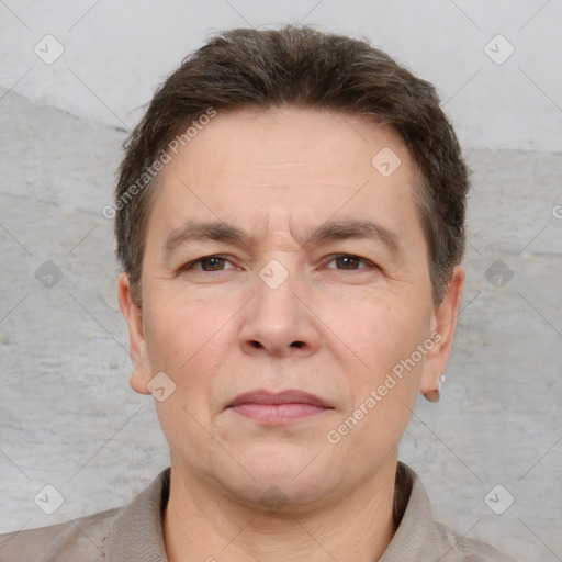 Neutral white adult male with short  brown hair and brown eyes