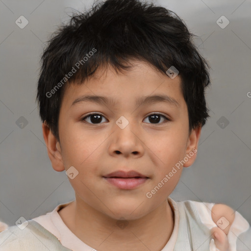 Neutral white child male with short  brown hair and brown eyes