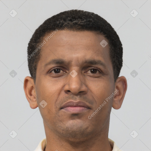 Neutral latino young-adult male with short  brown hair and brown eyes
