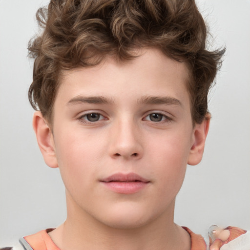 Neutral white child male with short  brown hair and brown eyes