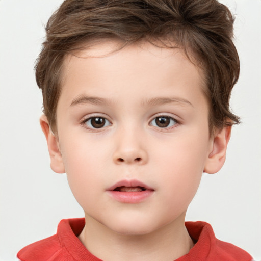 Neutral white child male with short  brown hair and brown eyes