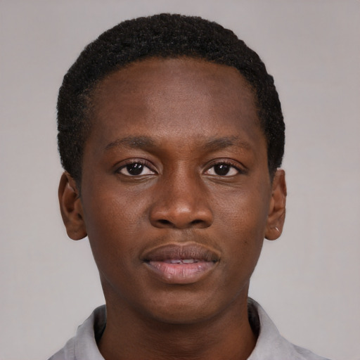 Neutral black young-adult male with short  brown hair and brown eyes