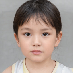 Neutral white child female with short  brown hair and brown eyes