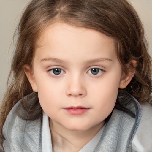 Neutral white child female with medium  brown hair and brown eyes