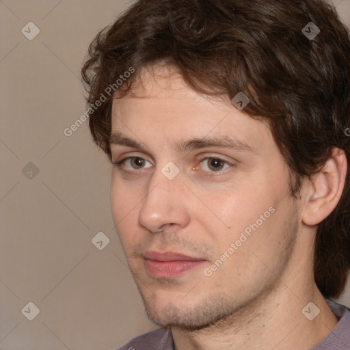 Neutral white adult male with short  brown hair and brown eyes