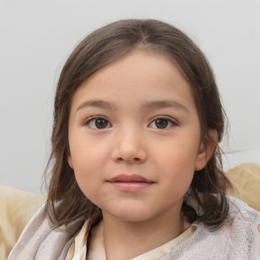 Neutral white child female with medium  brown hair and brown eyes