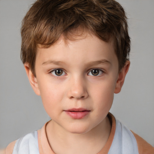 Neutral white child male with short  brown hair and brown eyes