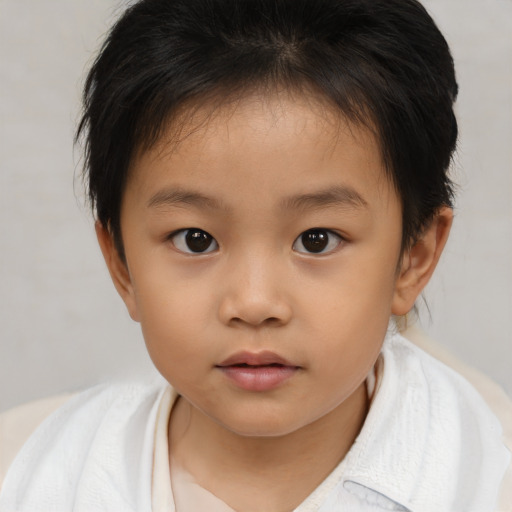 Neutral asian child female with medium  brown hair and brown eyes
