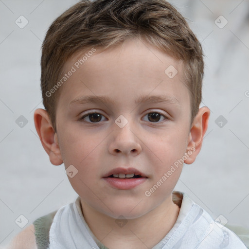 Neutral white child male with short  brown hair and brown eyes