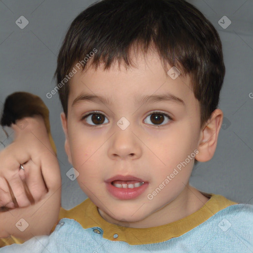 Neutral white child male with short  brown hair and brown eyes