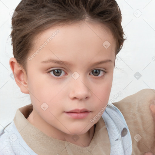 Neutral white child female with medium  brown hair and brown eyes