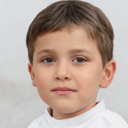 Neutral white child male with short  brown hair and brown eyes