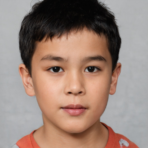 Neutral white child male with short  brown hair and brown eyes