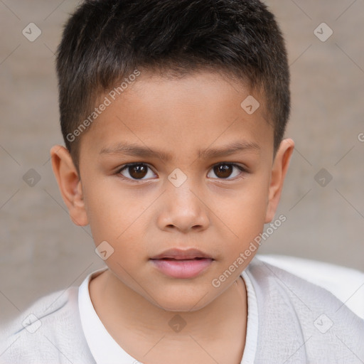 Neutral white child male with short  brown hair and brown eyes