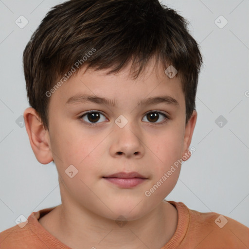 Neutral white child male with short  brown hair and brown eyes