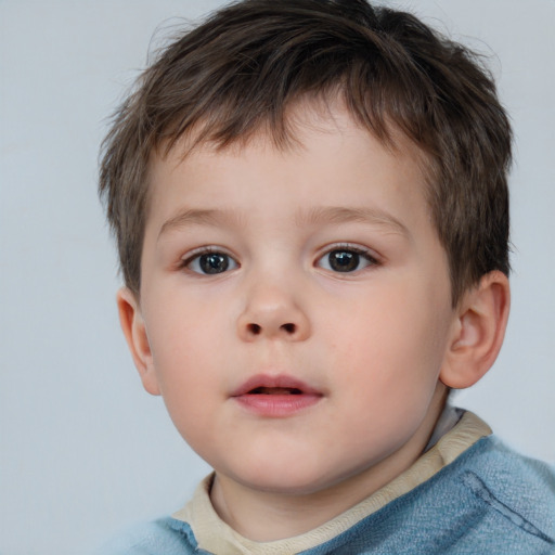 Neutral white child male with short  brown hair and brown eyes