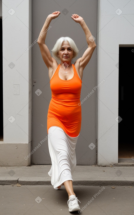 Uruguayan middle-aged female with  white hair