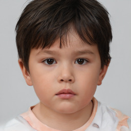 Neutral white child female with short  brown hair and brown eyes