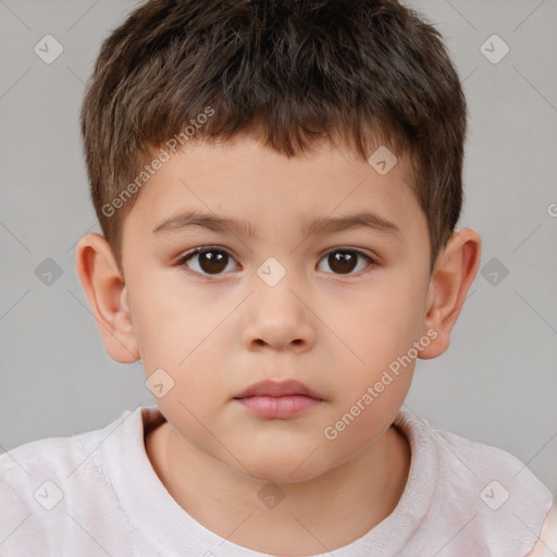 Neutral white child male with short  brown hair and brown eyes