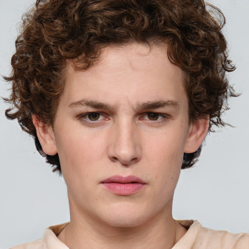 Neutral white young-adult male with medium  brown hair and brown eyes