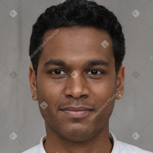 Neutral black young-adult male with short  brown hair and brown eyes