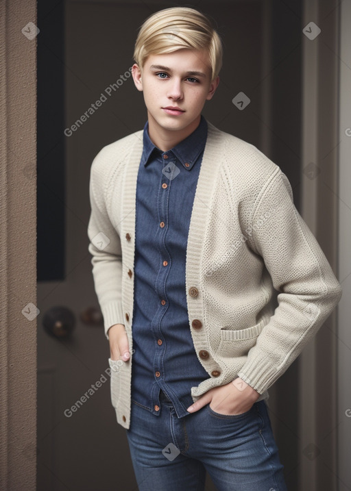 Caucasian young adult male with  blonde hair