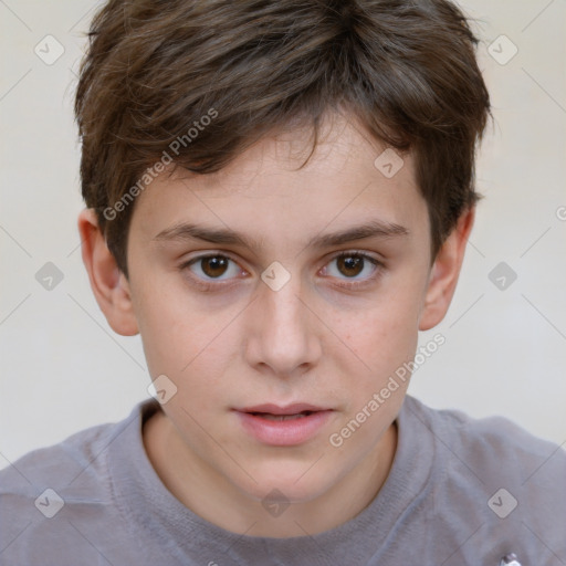 Neutral white child male with short  brown hair and brown eyes