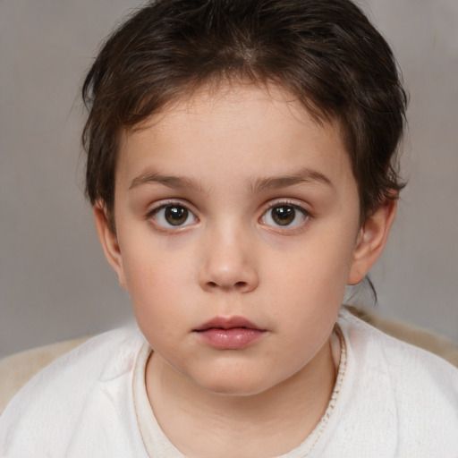 Neutral white child female with medium  brown hair and brown eyes