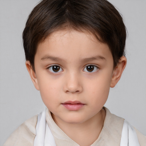 Neutral white child female with short  brown hair and brown eyes