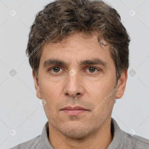 Neutral white adult male with short  brown hair and brown eyes