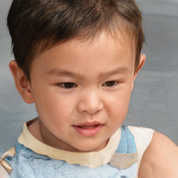 Joyful white child male with short  brown hair and brown eyes